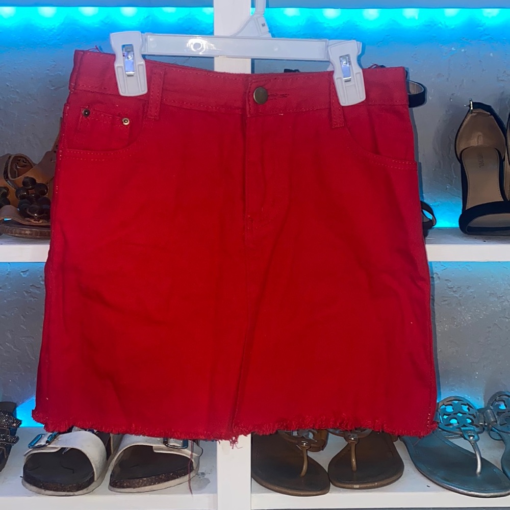 Woman’s Red Denim Skirt